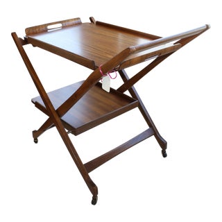 1960's Mid-Century Modern Walnut Serving Tray Table For Sale