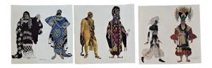 Set of 3 -1923 Art Deco Ballets Russes Fashion Costume Design Lithographs -Leon Bakst
