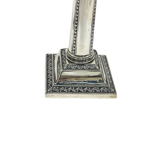 Metal English Silver Candlesticks attributed to Thomas Bradbury, 1904, Set of 2 For Sale - Image 7 of 9