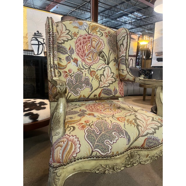 Louis XIV French Rococo Chair With Floral Pattern For Sale In Greensboro - Image 6 of 7