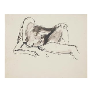 8 Original Nude Pen, Pencil and China Ink Drawings by French Master 20th Century Mid 20th Century For Sale