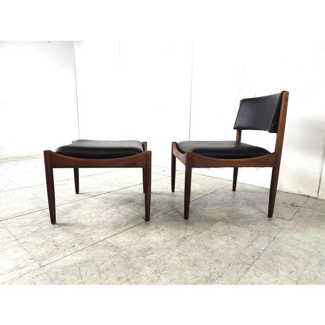 Wood Set of Mid-Century Scandinavian Lounge Chair and Ottoman, 1960s, Set of 2 For Sale - Image 7 of 12