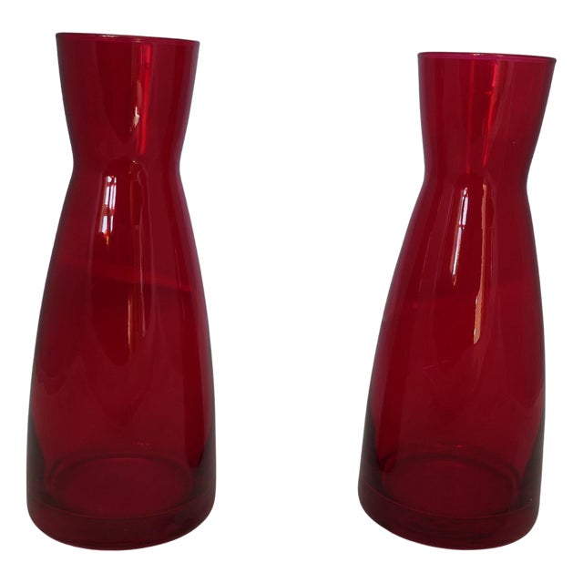 Ypsilon Red Glass Carafes by Bormioli Rocco, 1950s For Sale