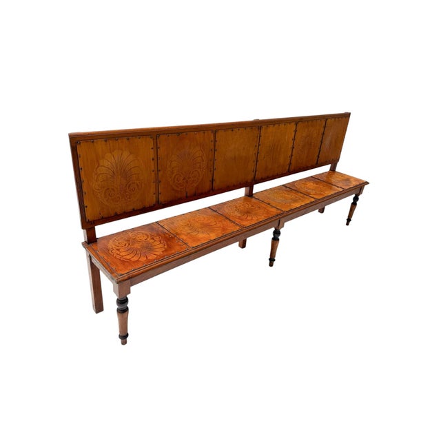 Art Nouveau Dutch Hall Bench in Elm and Beech, 1900s For Sale - Image 10 of 16