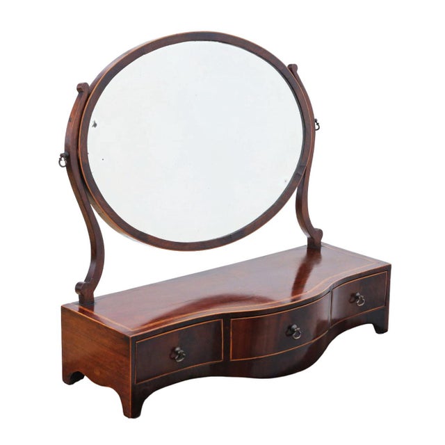 Wood Antique Inlaid Mahogany Dressing Table Swing Mirror, Early 19th Century For Sale - Image 7 of 7