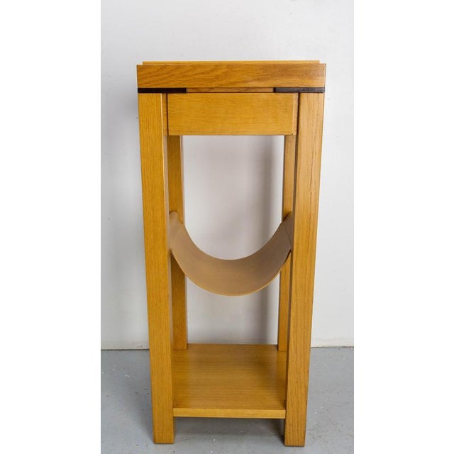 French Oak & Leather Plant Holder For Sale - Image 6 of 14