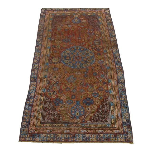 19th Century Antique Samarkand Rug 10.6" X 5.3" For Sale