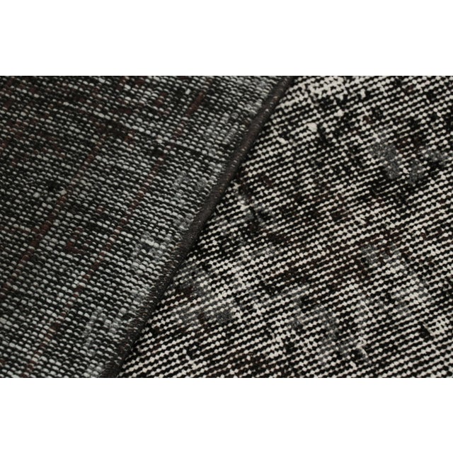 Textile Vintage Turkish Rug in Black & White Distressed Pattern, From Rug & Kilim For Sale - Image 7 of 7