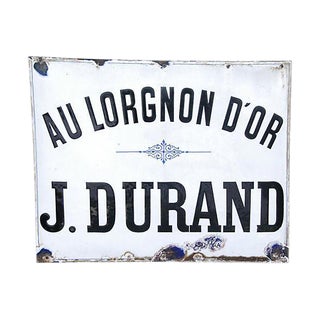 Large Antique French Porcelain & Enamel Sign For Sale