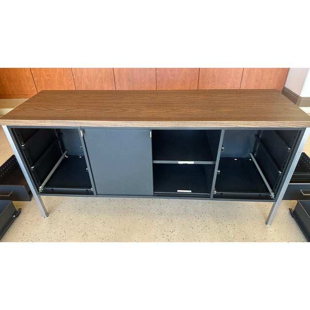 Vintage MCM Black Metal Tanker Credenza For Sale - Image 12 of 15