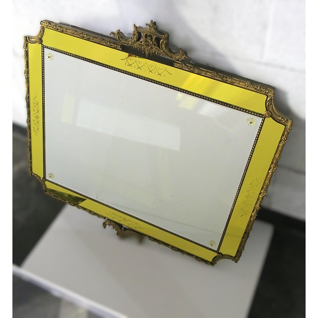 Chinoiserie Italian Giltwood Wall Mirror With Canary‑Yellow Border, Rococo Style For Sale - Image 3 of 11