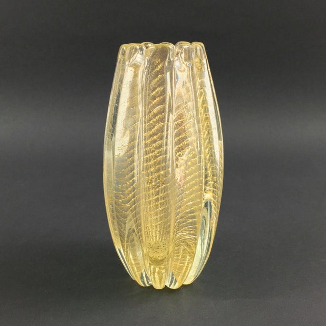 Mid-Century Modern Mid-Century Cordonato Doro Murano Glass Vase from Barovier & Toso, Italy, 1950s For Sale - Image 3 of 8