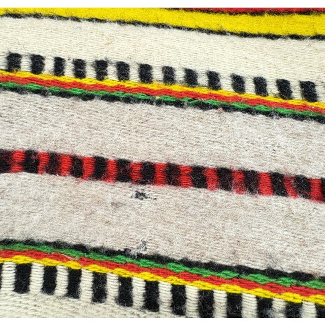 Vintage Mid-Century Mexican Hand-Woven Wool Serape — 83" X 57" For Sale In Portland, OR - Image 6 of 9