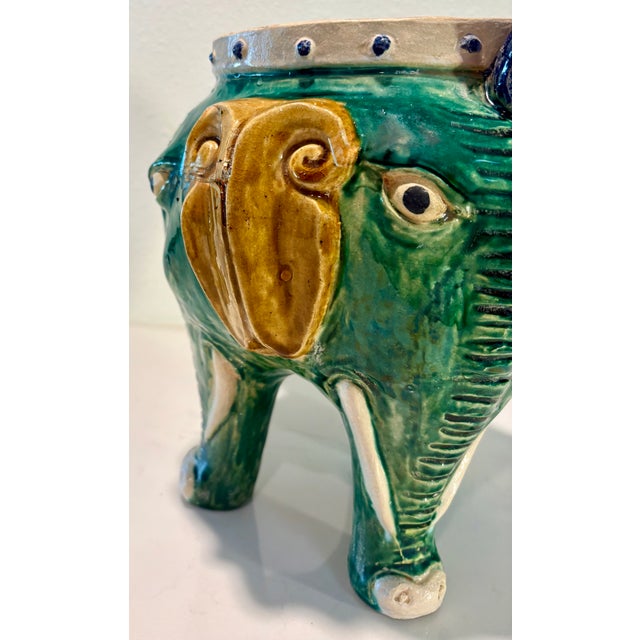 Late 20th Century Vintage Sancai Glazed Ceramic Elephant Planter For Sale - Image 5 of 9