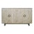 Washed Double Medallion Carved Wood Credenza For Sale
