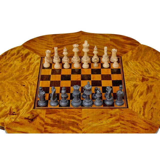 Wood 19th Century Swedish Inlaid Birch Games Table, 1880s For Sale - Image 7 of 8