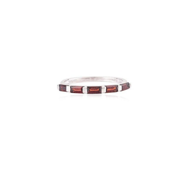 Not Yet Made - Made To Order Baguette Cut Garnet Gemstone Half Band Ring Size 4 For Sale - Image 5 of 8