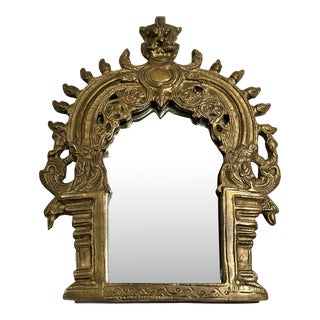 South Asian Brass Temple Mirror For Sale