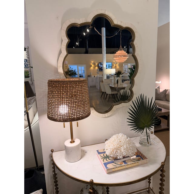 Gabby Home White Faux Horn Scalloped Mirror For Sale - Image 4 of 6