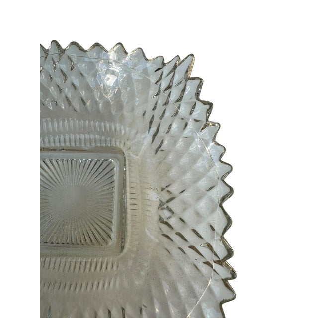 Gemstone Vintage Indiana Glass Diamond Point Amber Carnival Glass Candy Dish For Sale - Image 7 of 12