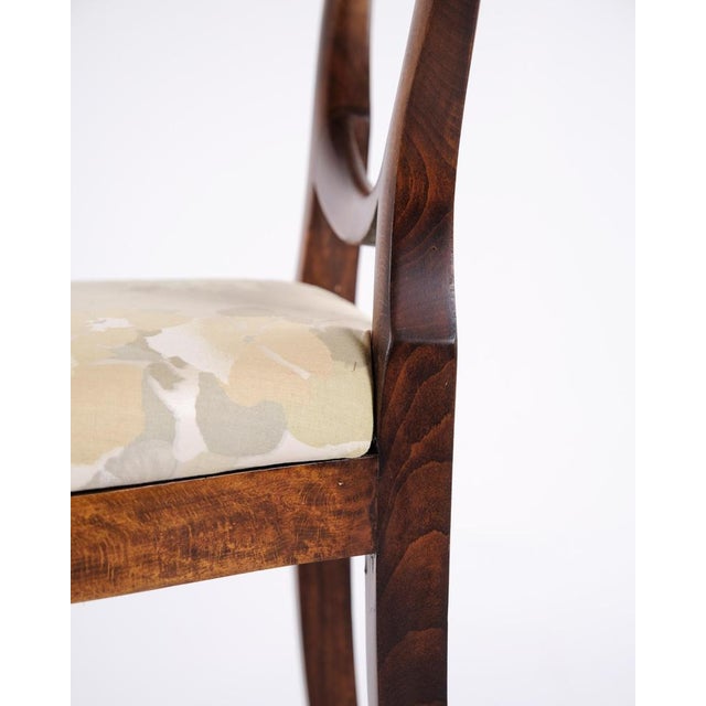 Rococo Style Salon Dining Chairs in Mahogany and Light Floral Fabric, Set of 4 For Sale - Image 12 of 15