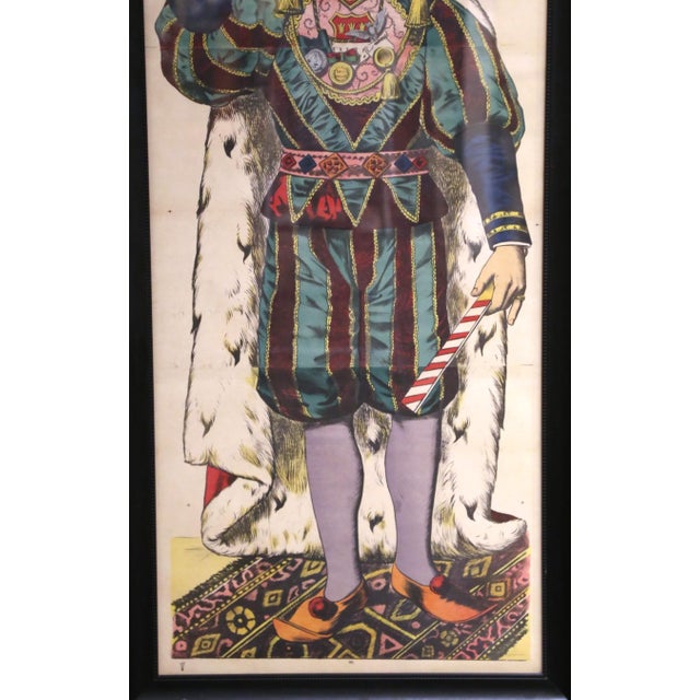 Black Pair Early 20th Century Carnival Costume Chromolithographs in Black Frames For Sale - Image 8 of 12