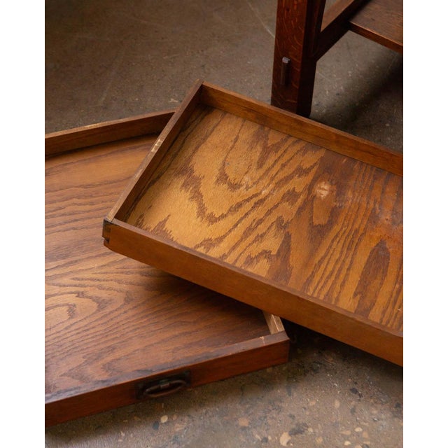 Gustav Stickley Mission Oak Arts & Crafts Writing Desk or Library Table, Circa 1900 For Sale - Image 16 of 18