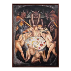 Vintage (After) Taddeo Di Bartolo “Last Judgement”, Framed (Oil on Canvas)/Medieval