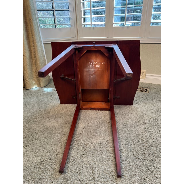 Wood Antique Mahogany Drop Leaf Side Table With Single Drawer– Georgian Style For Sale - Image 7 of 9