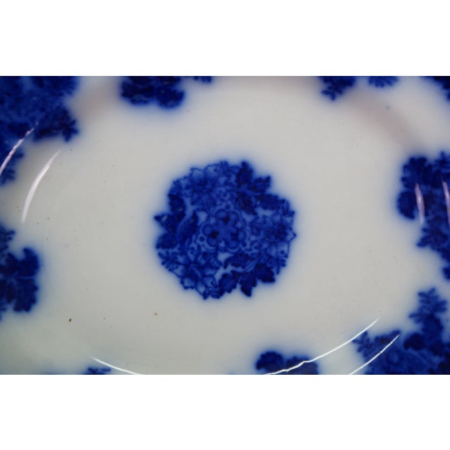 Ceramic 5 Pc Antique New Wharf Pottery Waldorf Flow Blue Porcelain Dinnerware Bowl Plate For Sale - Image 7 of 17