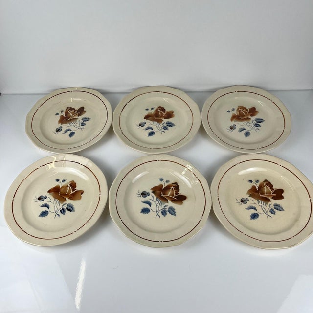 Vintage Dessert Plates with Floral Motif from Sarreguemines, 1920s, Set of 6 For Sale - Image 9 of 12