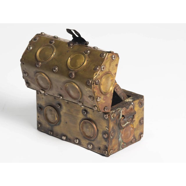 Arts & Crafts Studded Brass Box For Sale - Image 4 of 7