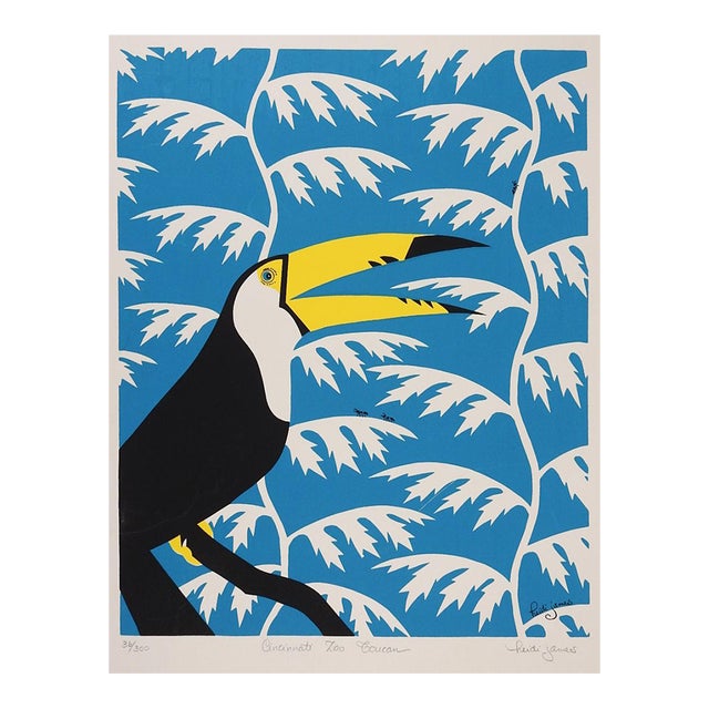 Contemporary Tropical Cincinnati Zoo Toucan Serigraph For Sale