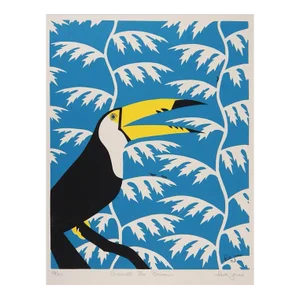 Contemporary Tropical Cincinnati Zoo Toucan Serigraph