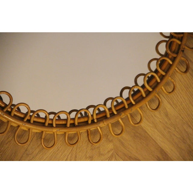 1960s Vintage Rattan and Bamboo Mirror, 1960s For Sale - Image 5 of 14