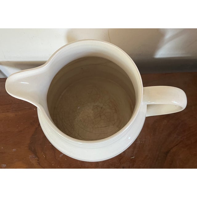 Mid-Century English Creamware 5 Pint Banded Pitcher Jug Dated 1953 For Sale - Image 9 of 12