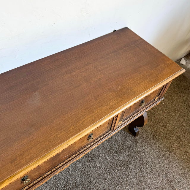 Vintage Jacobean Style Burl and Walnut Server/Sideboard For Sale - Image 4 of 12