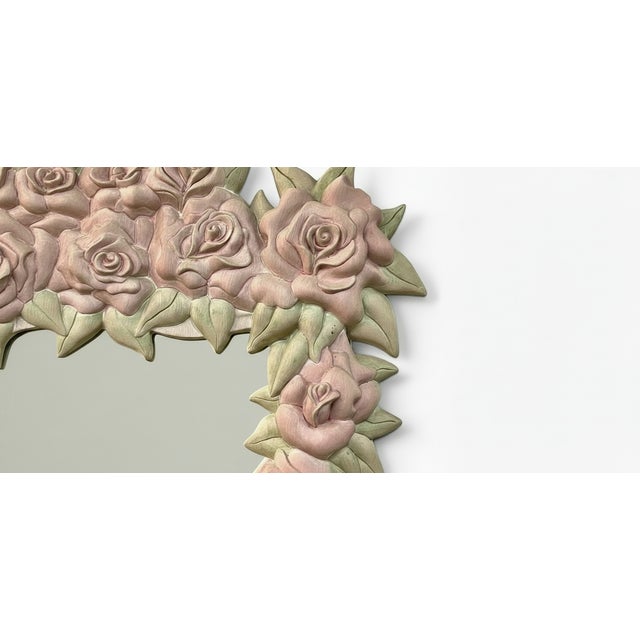 Postmodern Triangle Mirror With Molded Roses For Sale - Image 4 of 8