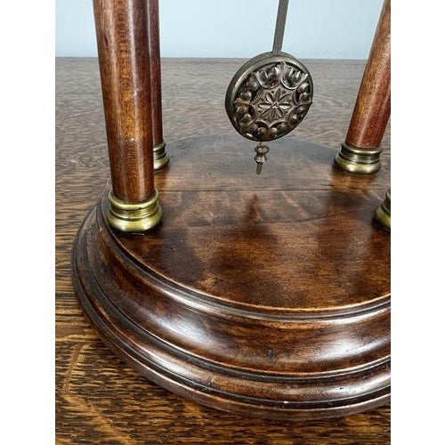 Vintage French Style Oak Column Mantel Clock For Sale - Image 11 of 13