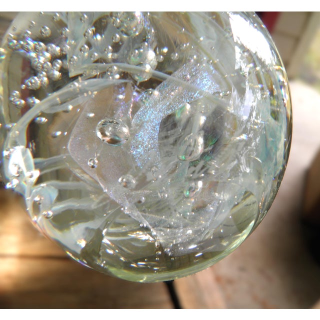 Vintage Signed Stunning Bullicante & Iridescent Art Glass Paperweight For Sale - Image 13 of 17