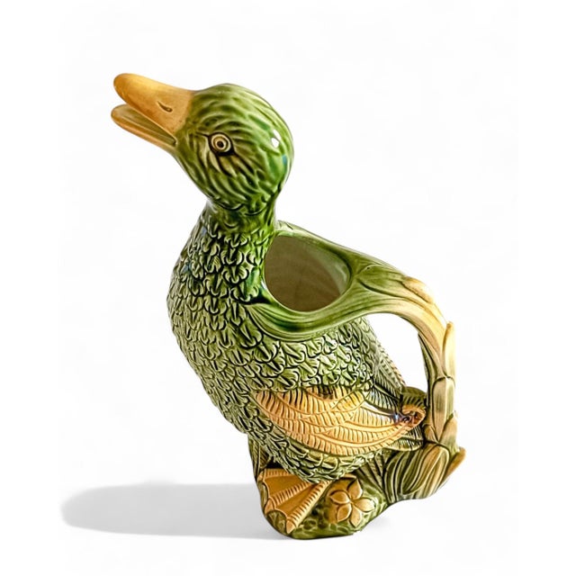 French Majolica Duck Pitcher by Keller & Guerin for Saint Clement, 1900s For Sale - Image 10 of 16
