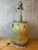 Vintage Rustic Terracotta Olive Jar Table Lamp Green Patina Wood Base For Sale - Image 4 of 11
