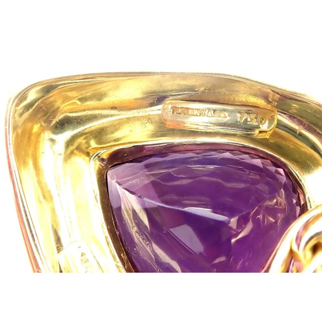Metal Tiffany & Co. Paloma Picasso 18k Gold Large Amethyst Pendant Necklace For Sale - Image 7 of 10