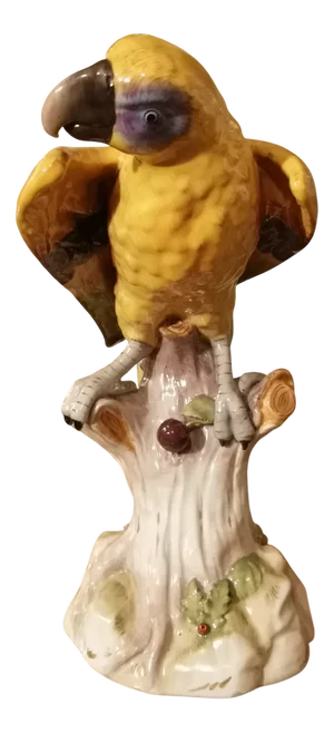 Yellow Porcelain Parrot Figurine from Dresden Porcelain, 1890s-1910s