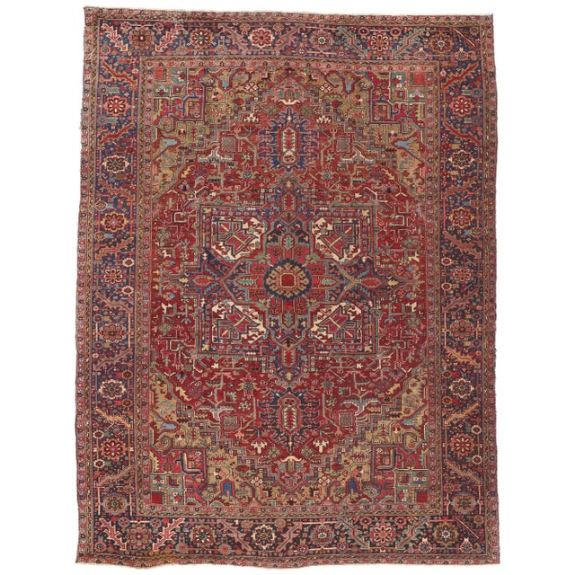 Mid 20th Century Vintage Persian Heriz Rug, 09'01 X 11'11 For Sale - Image 10 of 10