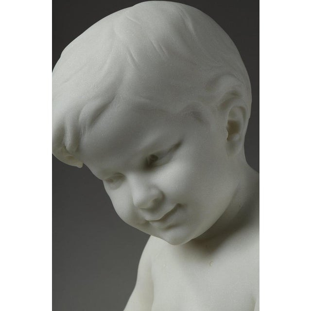 Louis Ernest Barrias, Little Musician, 1880, Carrara Marble For Sale - Image 15 of 18