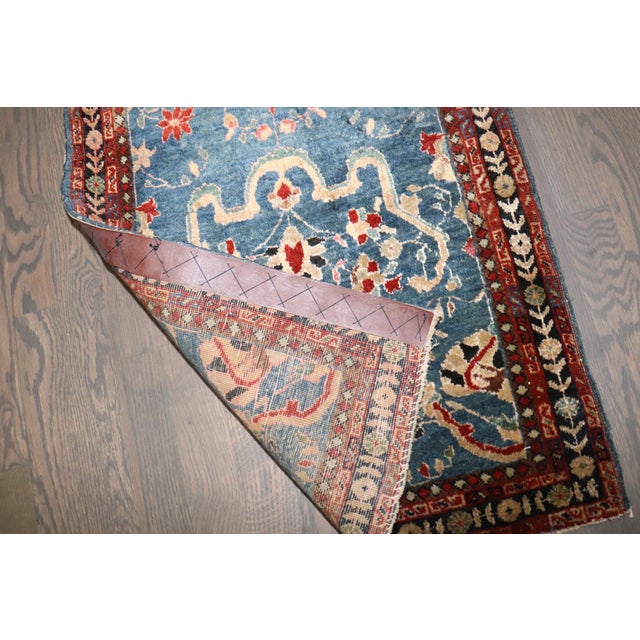 Persian Antique Zabihi Collection Blue Mat Size Sarouk Ferehan Rug For Sale - Image 3 of 7