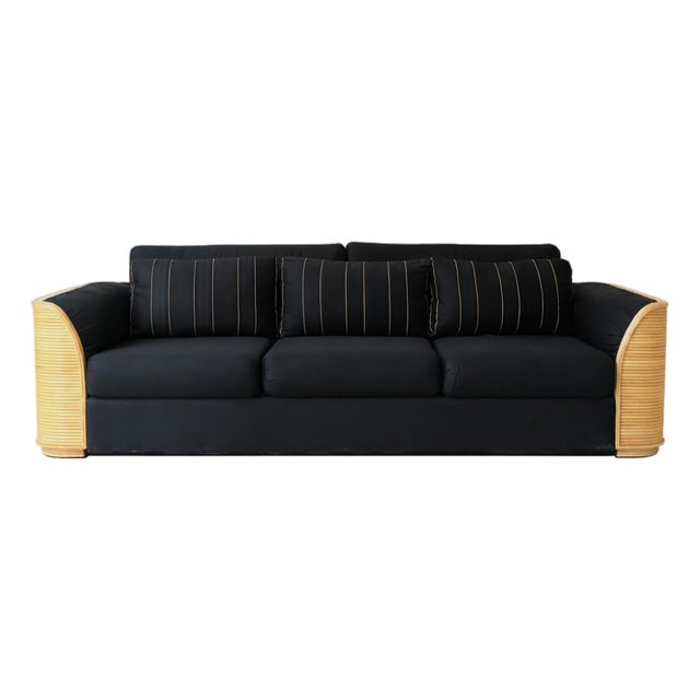 Late 20th Century Pencil Reed Three Seat Sofa For Sale