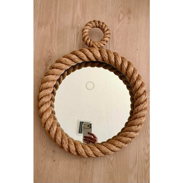 Vintage Coastal style rope framed and wood back round mirror