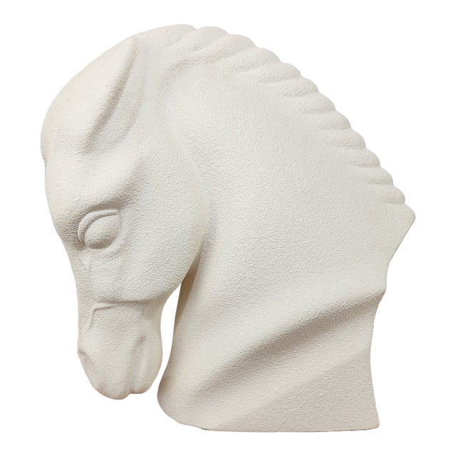 Large Vintage White Royal Haeger Ceramic Horse Head | Mid-Century Modern Pottery Sculpture For Sale